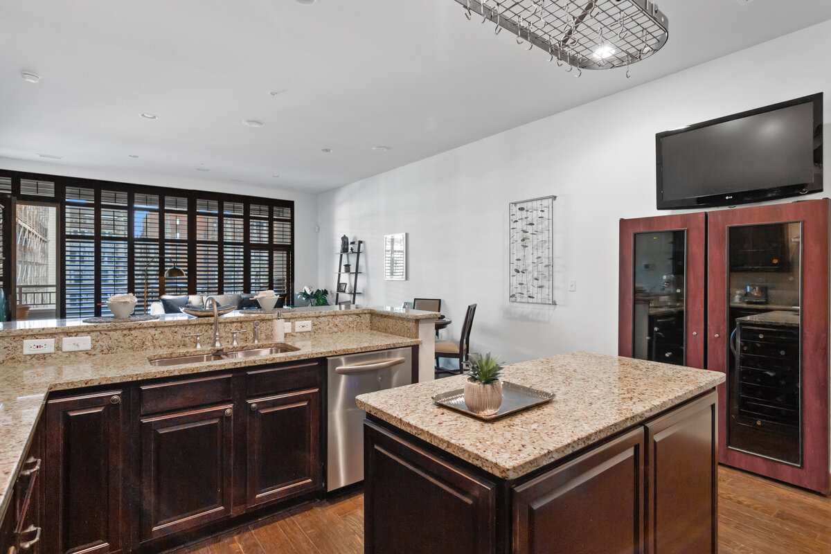 Modern kitchen staging highlighting open-concept living and buyer-focused design