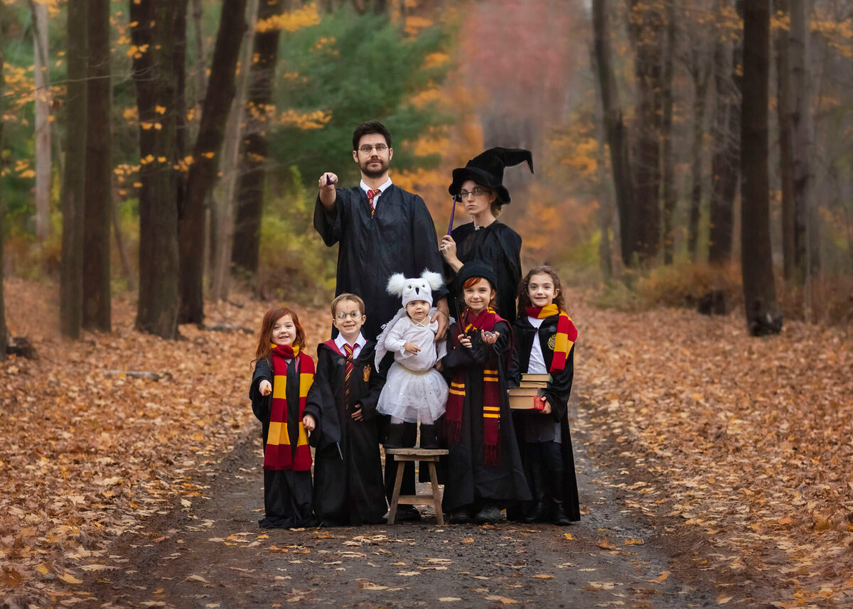 NJ family photographer Kristine Esposito and family dressed as Harry Potter