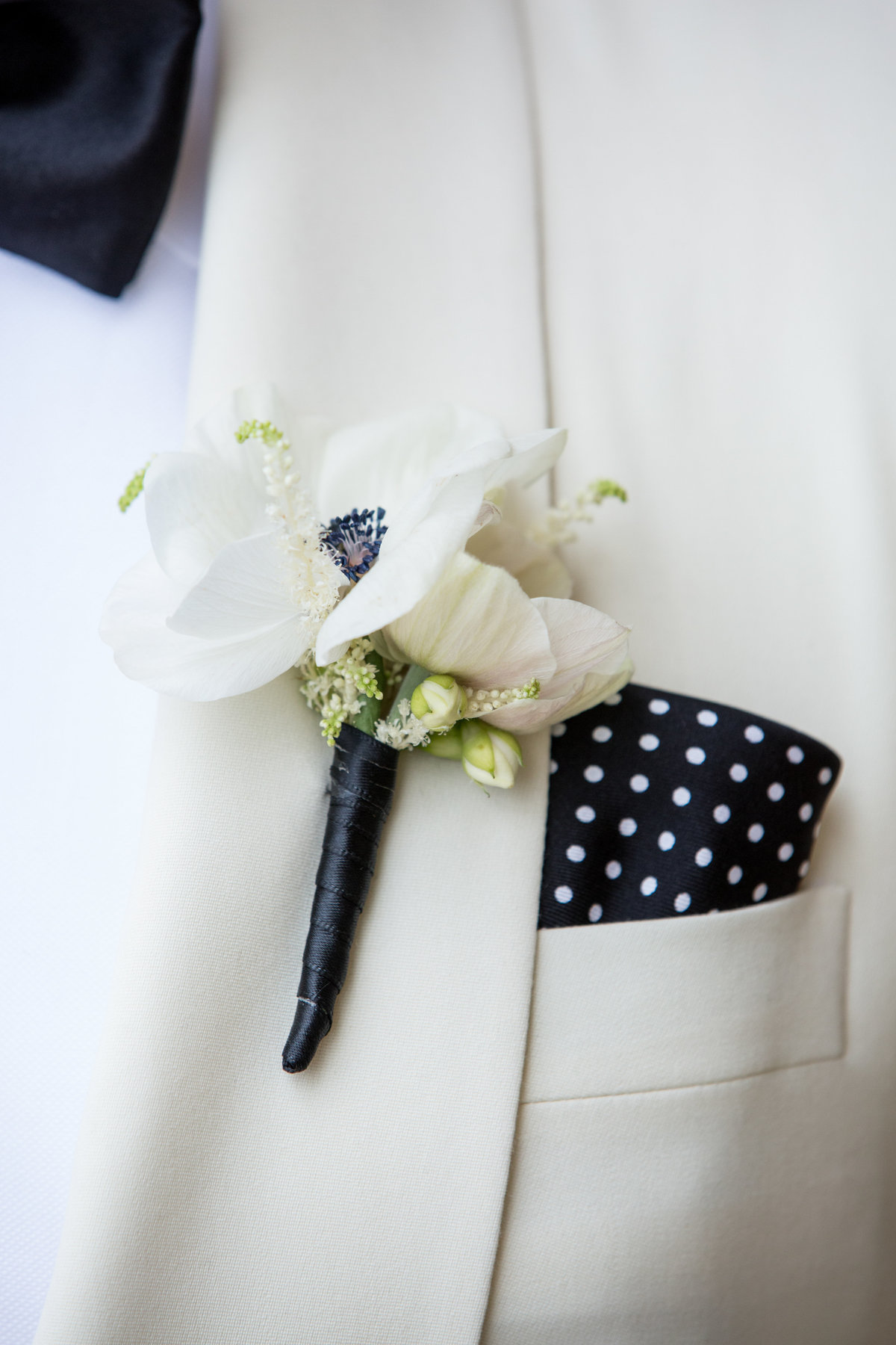 Black and White Boutonniere
