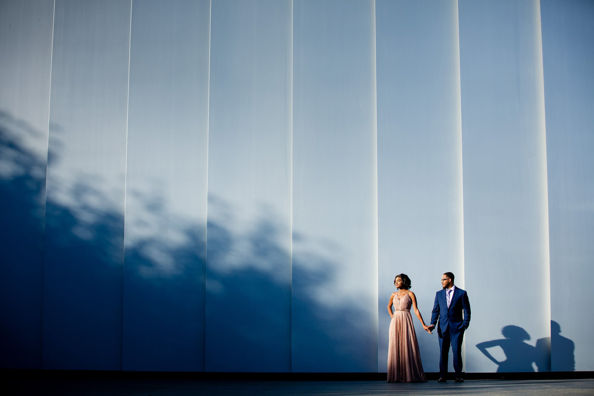 An engagement session at the North Carolina Museum of Art in Raleigh