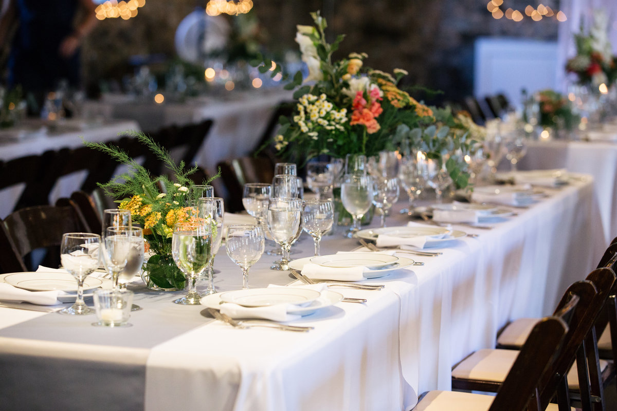 Farm tables wedding reception