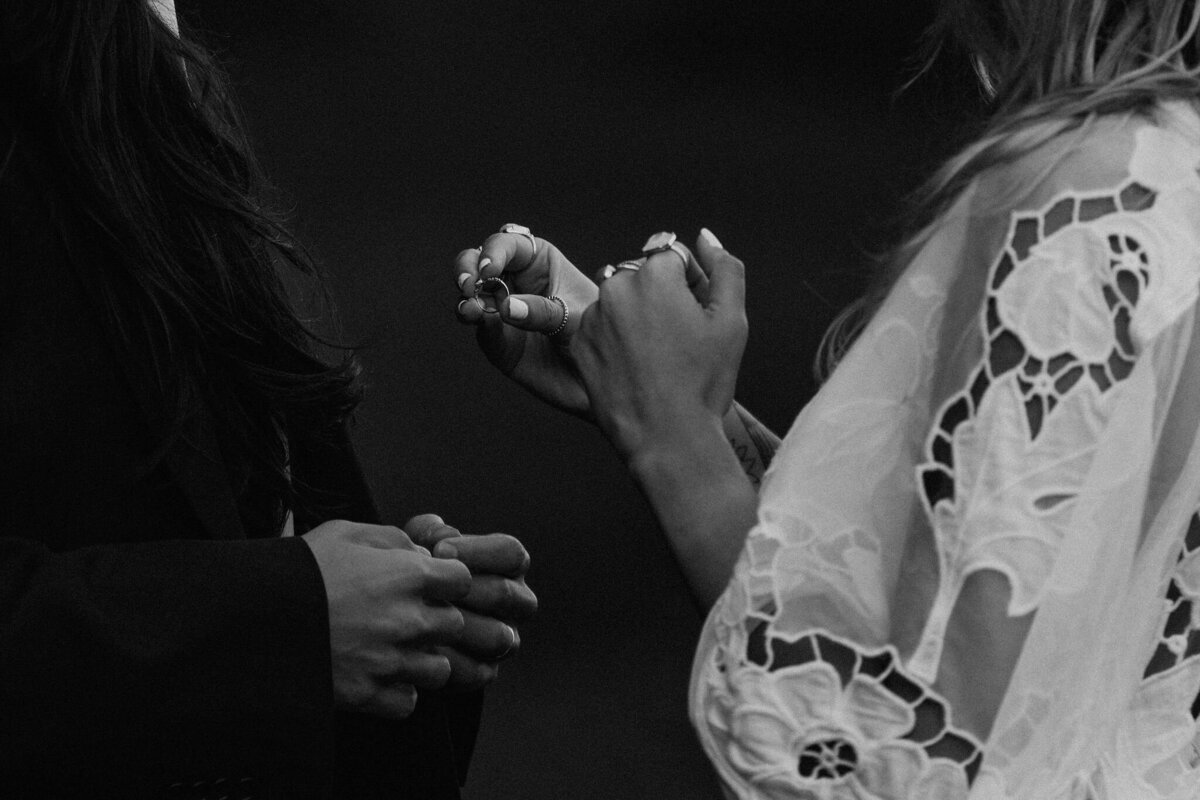black and white rings