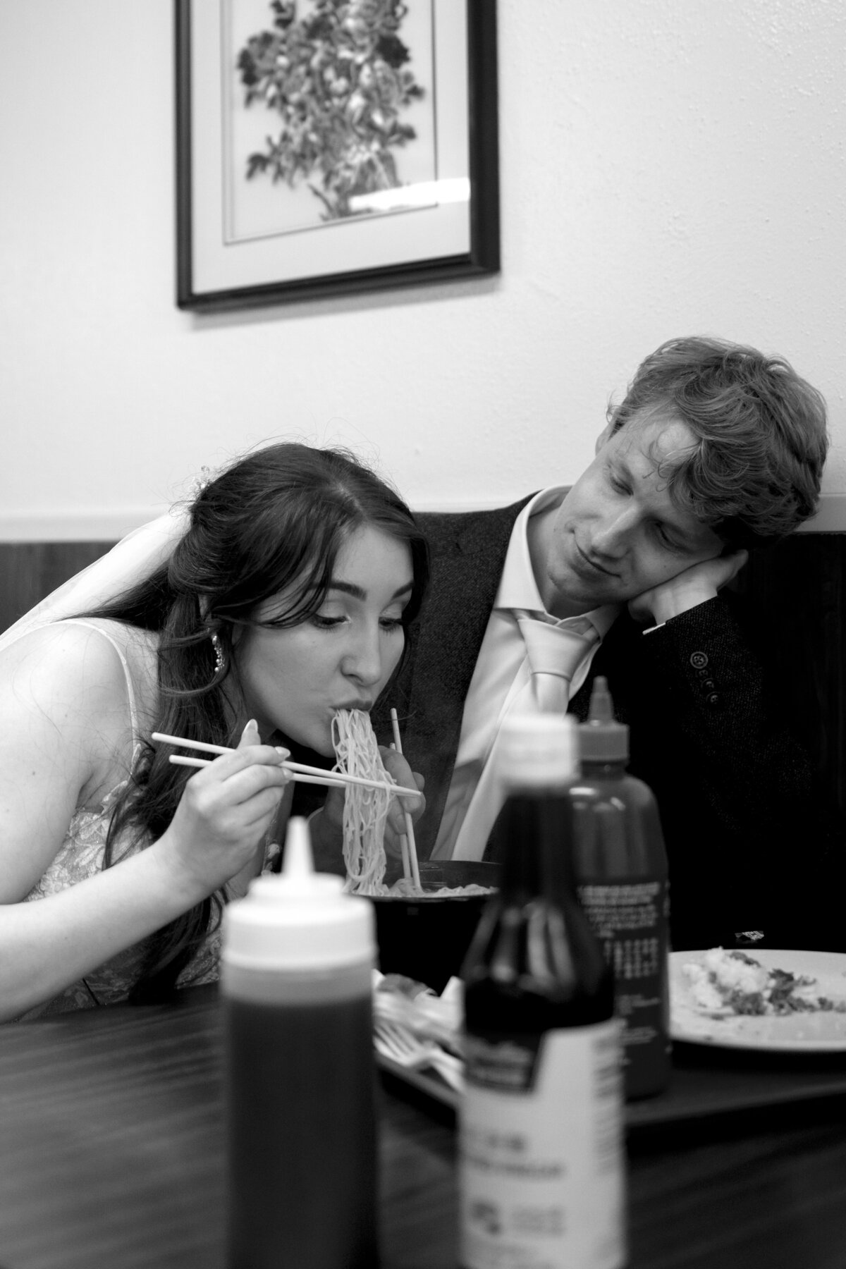 Bride and Groom in China Town in San Francisco, California