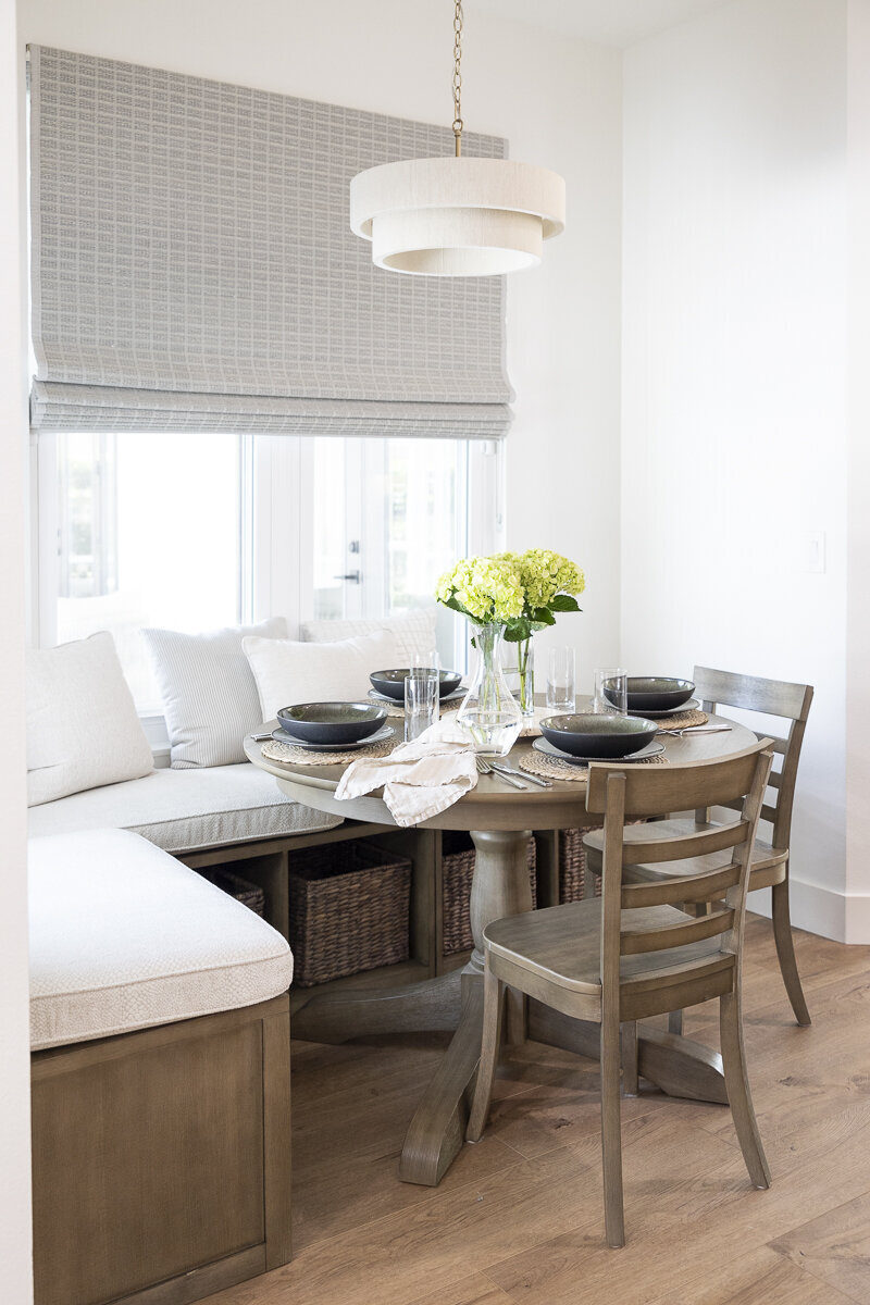dewine design orlando interior designer belle isle breakfast nook table with window bench