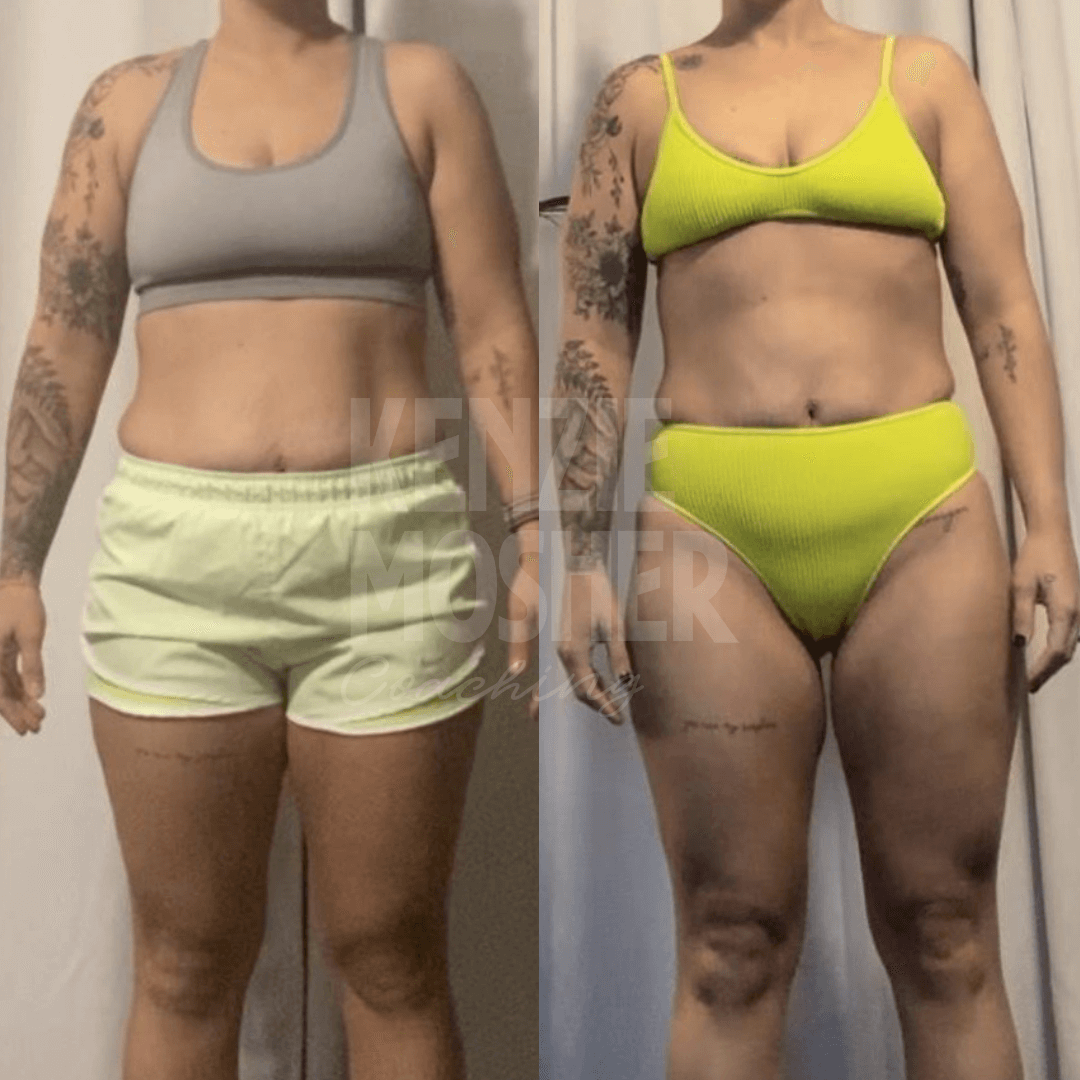 Before and after showing improved digestion and hormone stability.