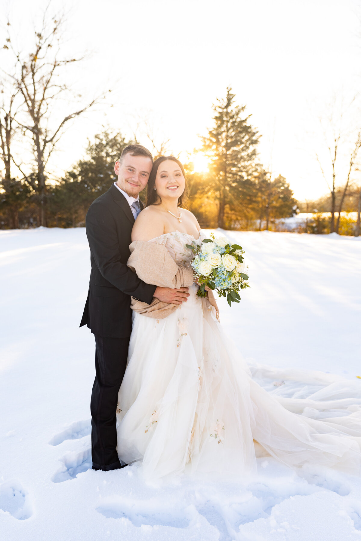 Bride and Groom in the Snow