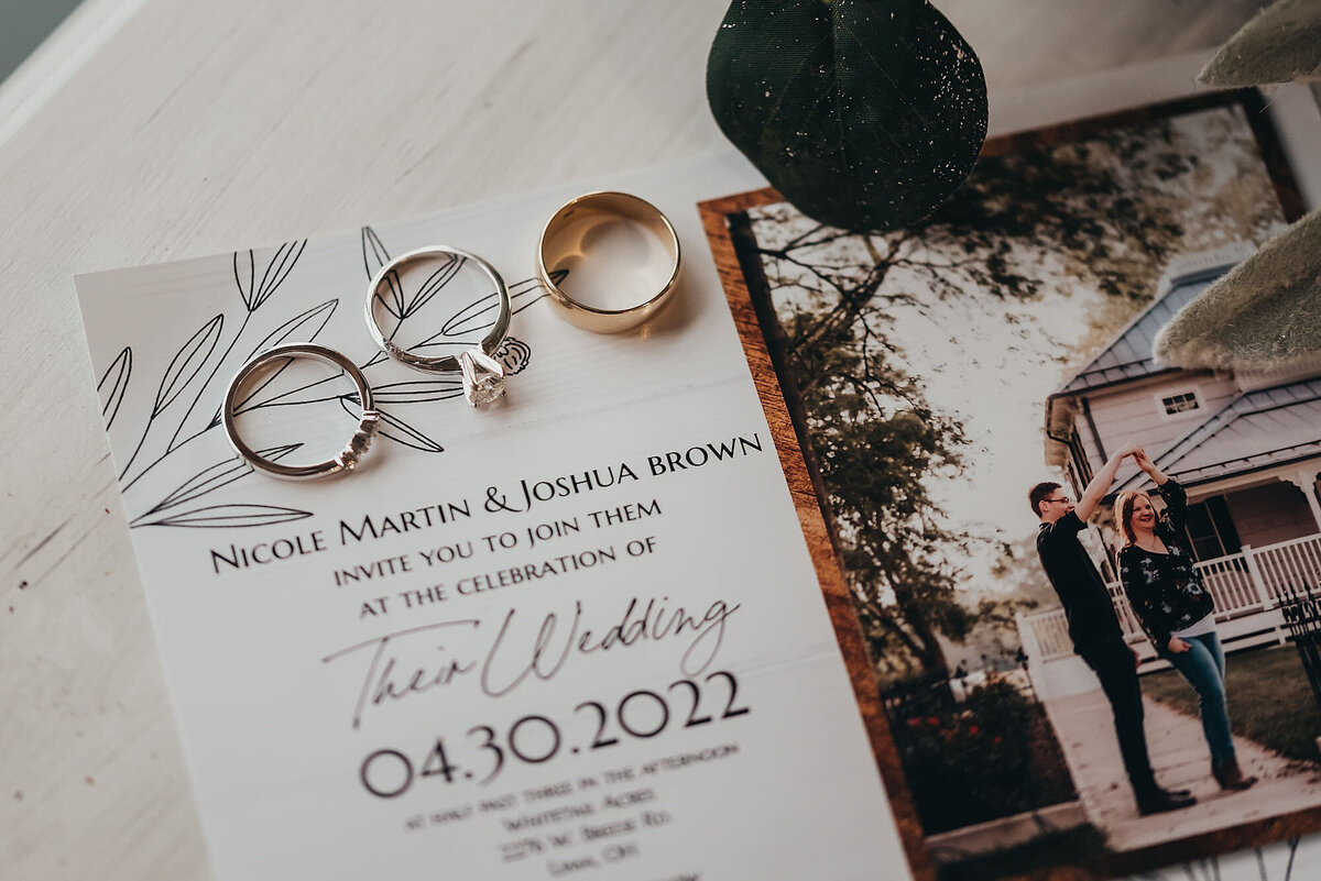 wedding rings and invitaiton