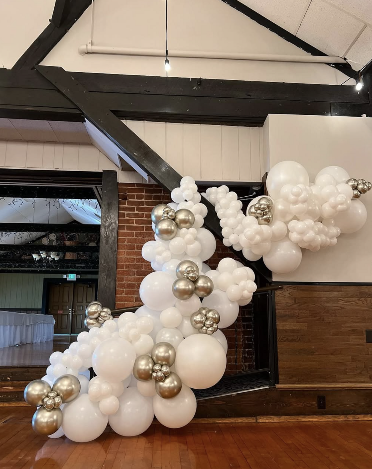 balloon setup with earthy tones and natural textures for baby showers.