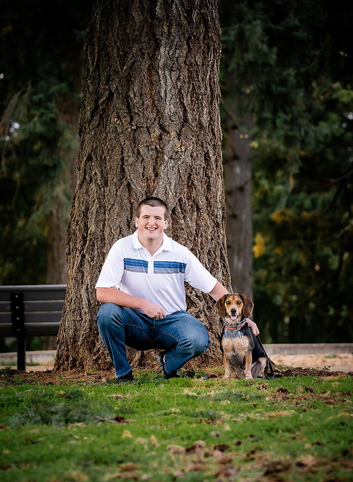 High school senior photo with dog