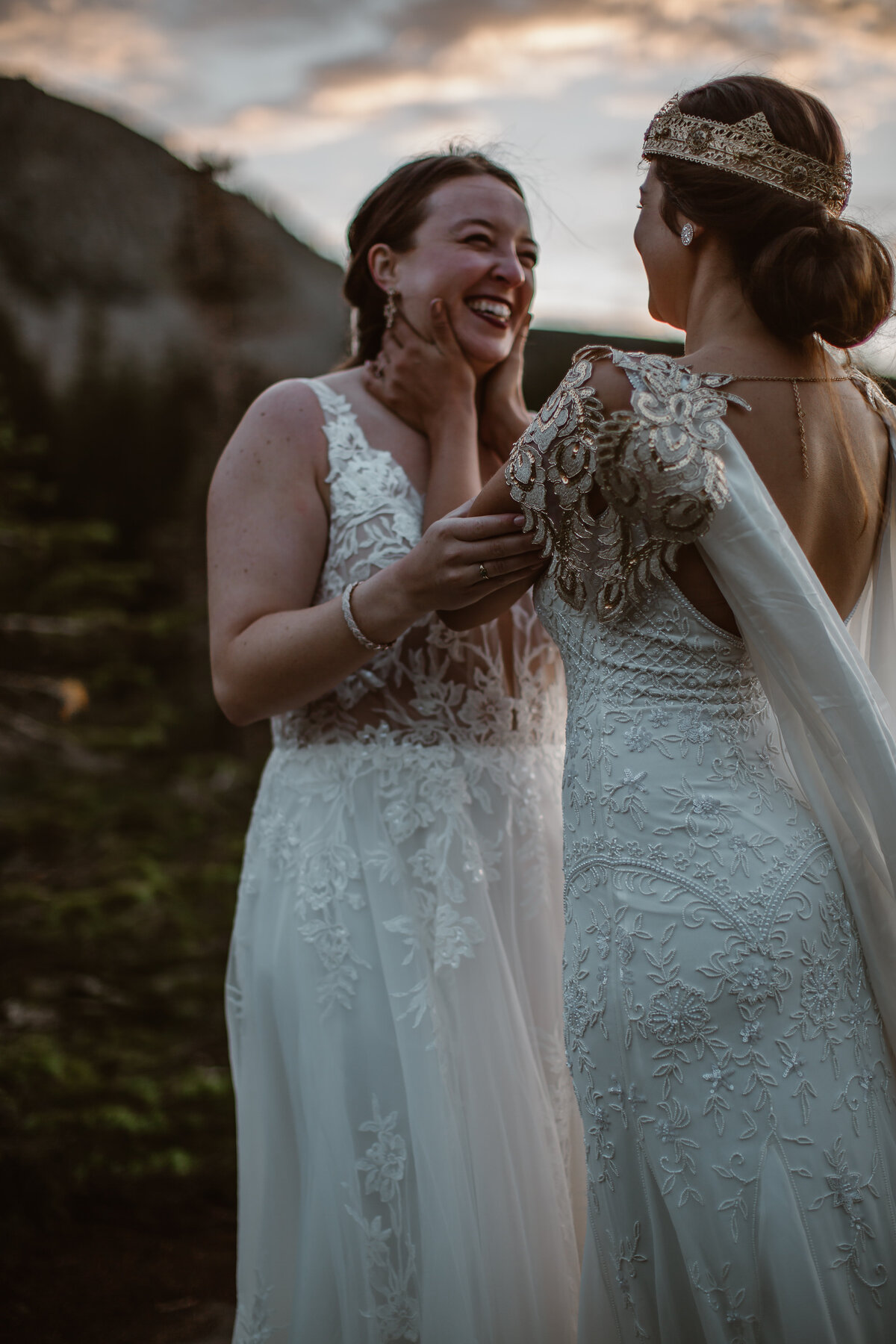 brides embracing