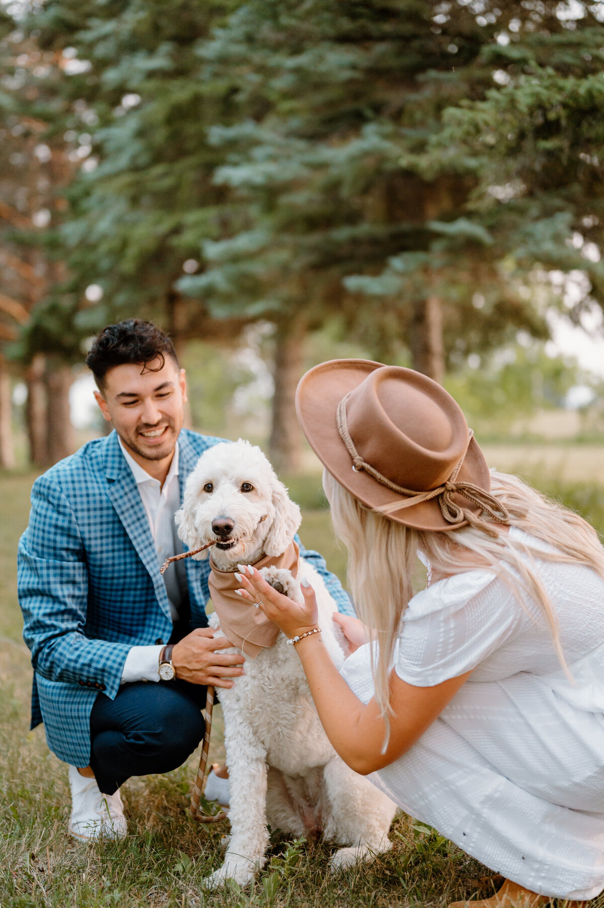 engagement photo with dog