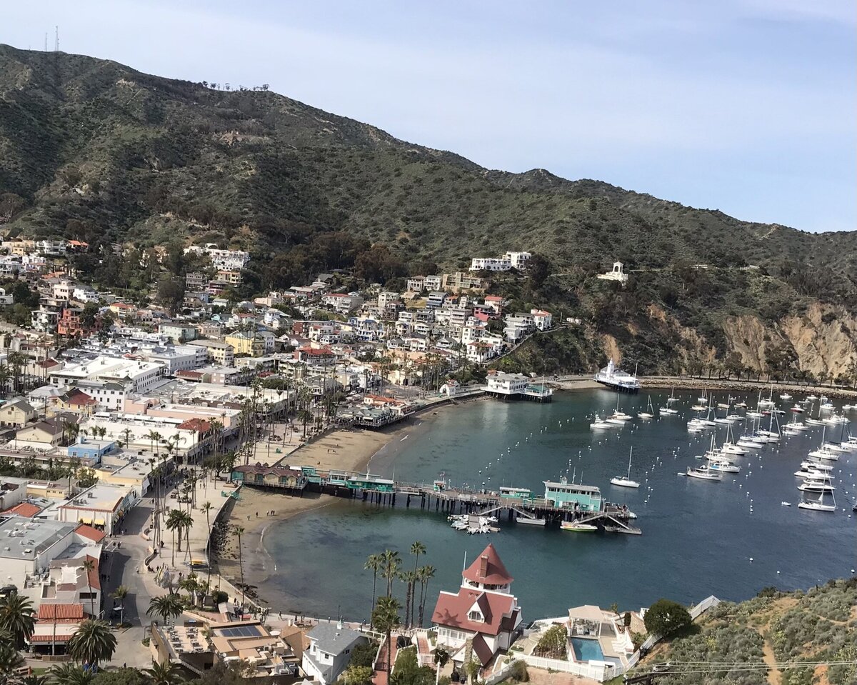 coastal town with boats on Catalina Island, image taken by Caroline Amelie