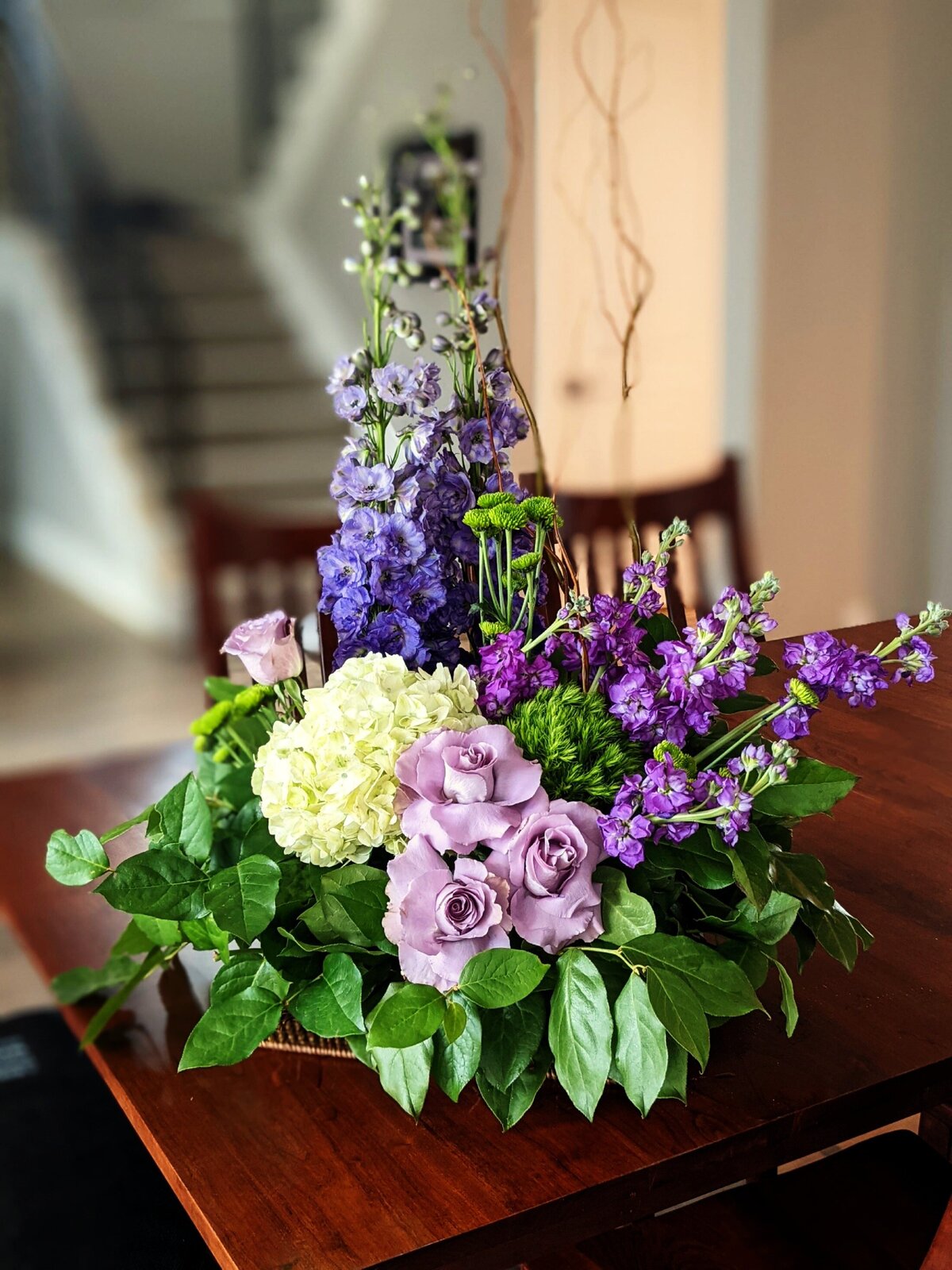 funeral and sympathy floral individual arrangement purple small
