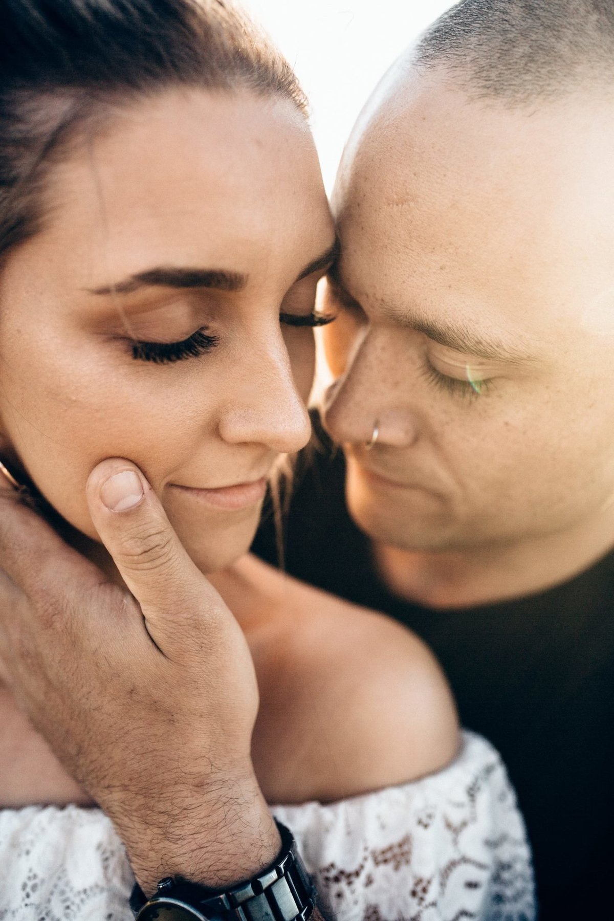 Intimate Couples Photo about to kiss. Sunset Couples Photo. Melbourne Couples Photographer. Sapphire and Stone Photography