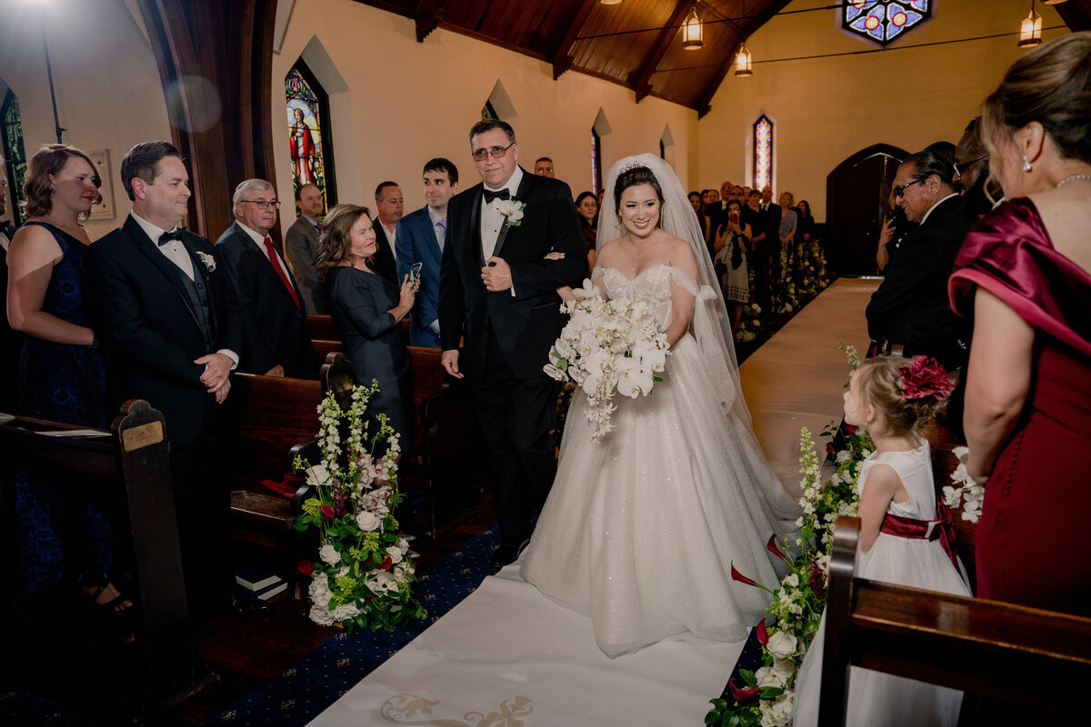 Marie + Tyler Elegant Disney weddings---  11 ---Bride with her  dad grand entrance 1