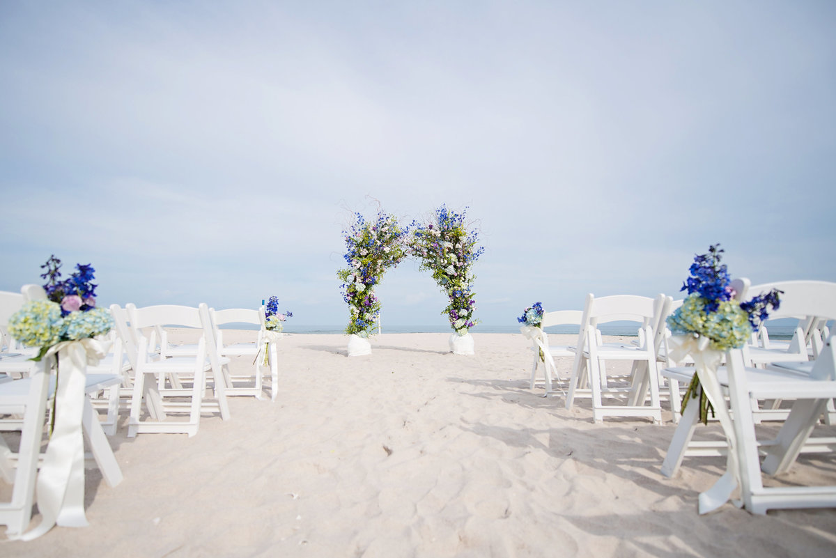 Beach ceremony decor at Oceanbleu Westhampton