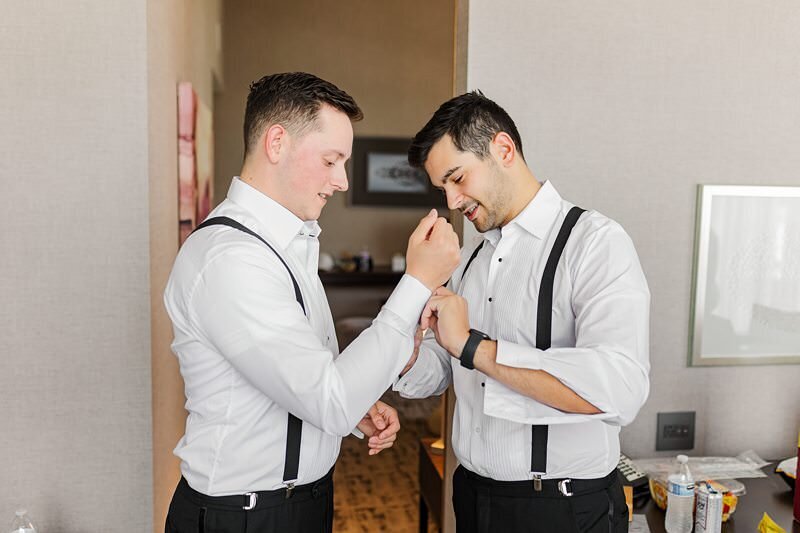 Groom and Groomsmen Getting Ready at DoubleTree, Evansville.022