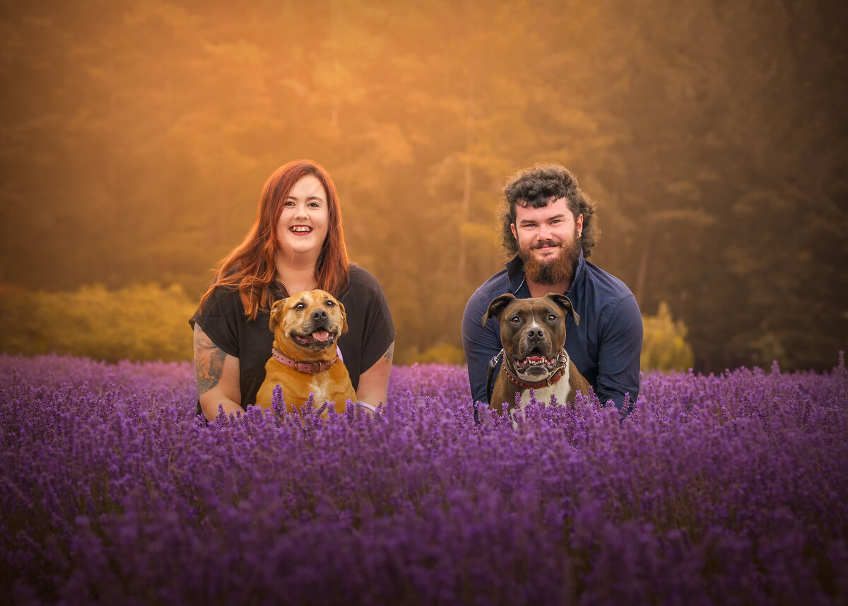 two owners with their dogs