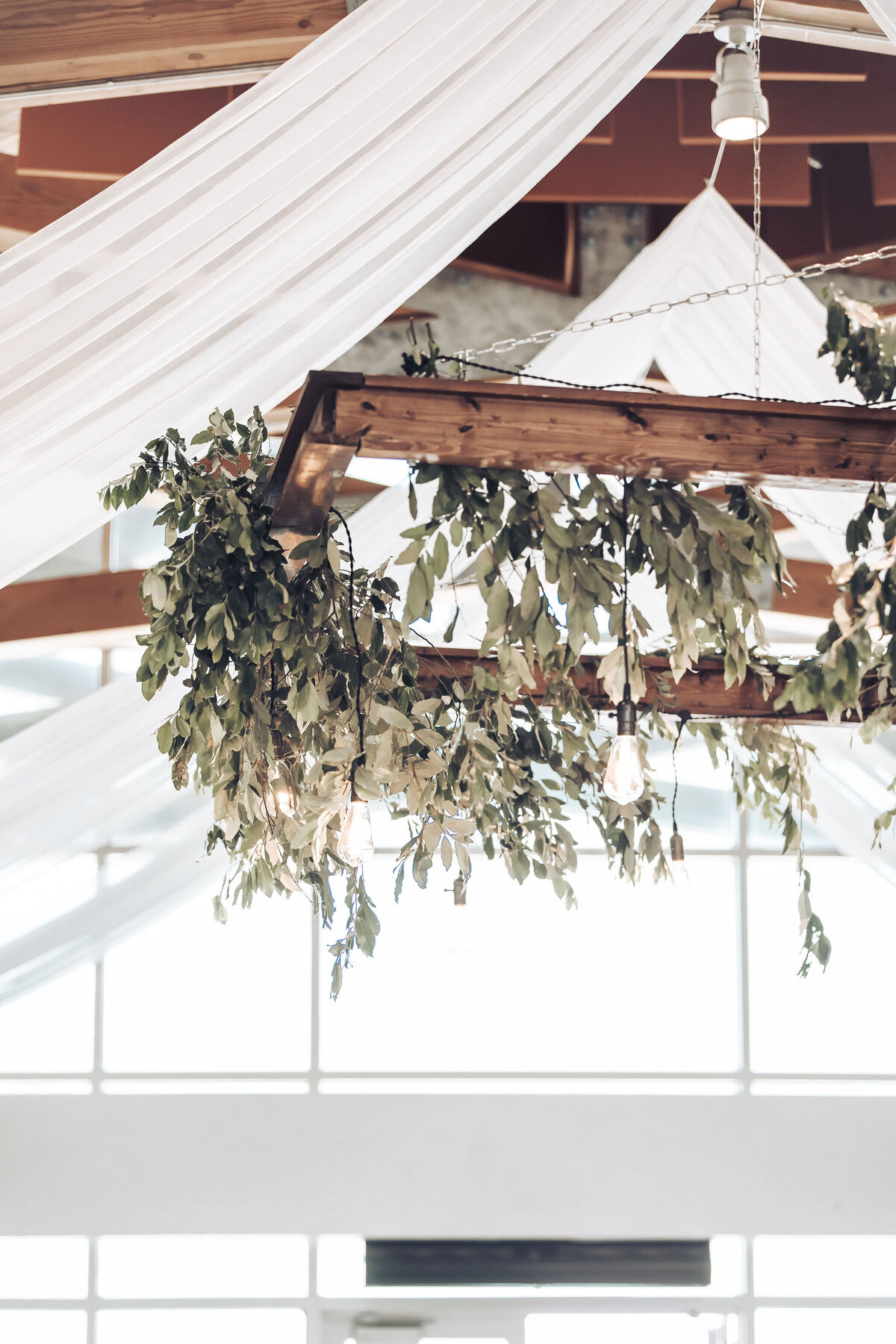 greenery hanging from a beam