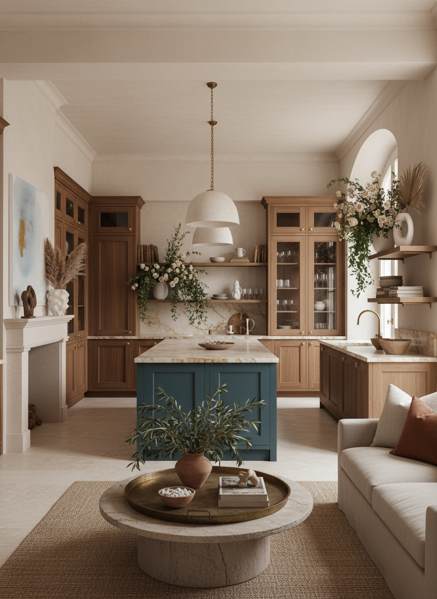 Firefly_Gemini Flash_A luxury, European-inspired interior with soft natural light and a warm, organic pale 123273