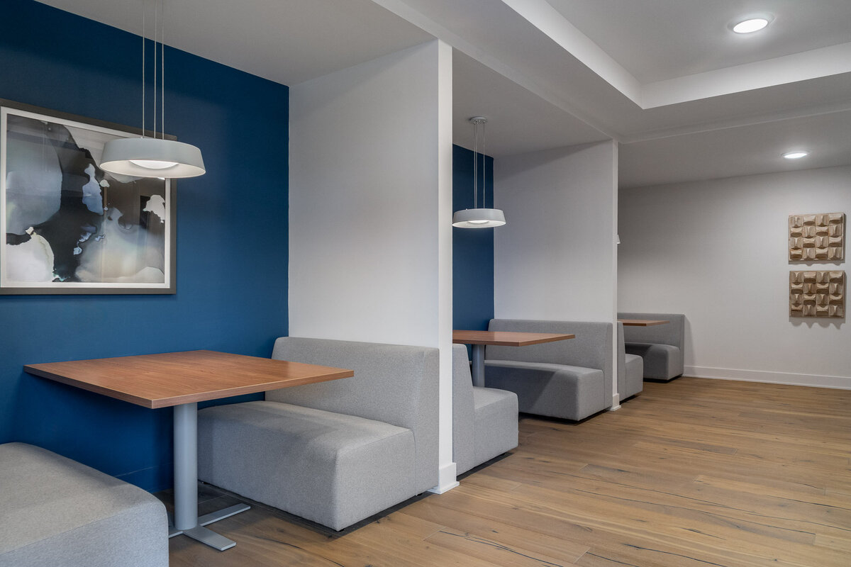 huddle spaces in commercial design by Gracious Home Interiors of Waxhaw NC