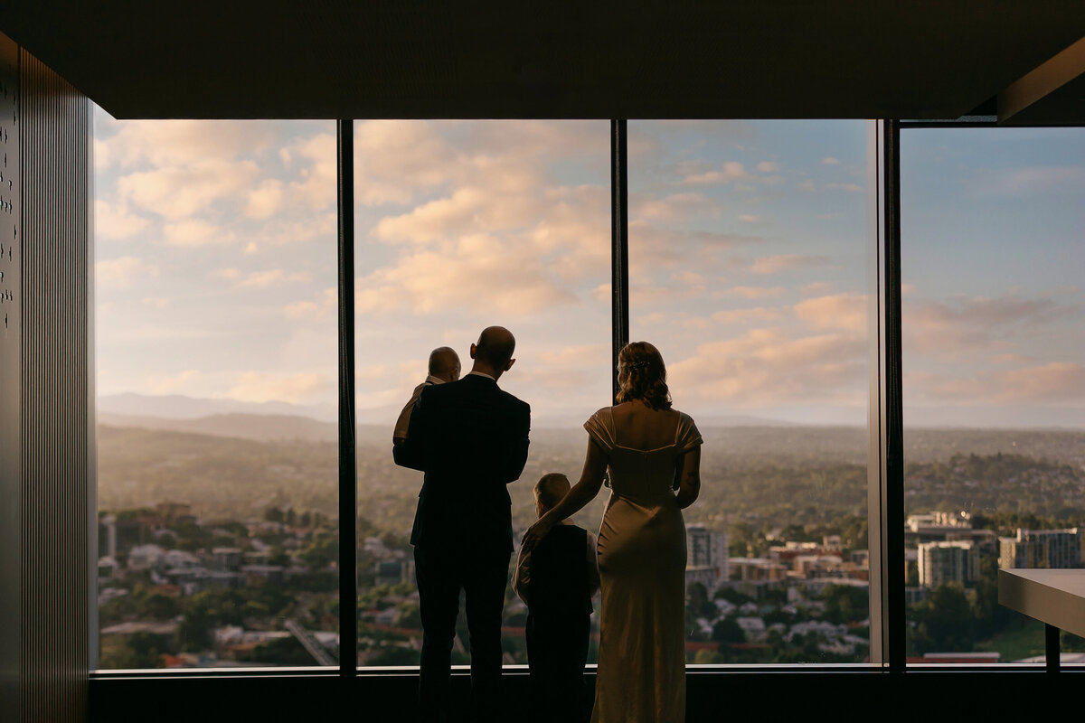 Family at the Brisbane Registry Office after getting married with their children