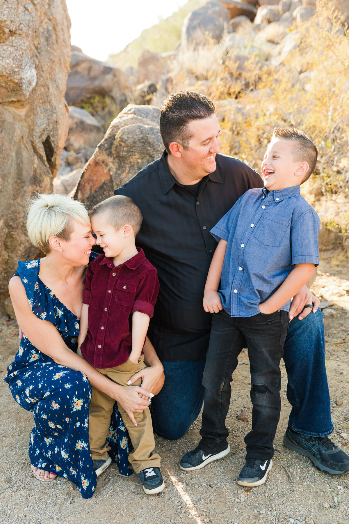 family smiling together in Phoenix desert