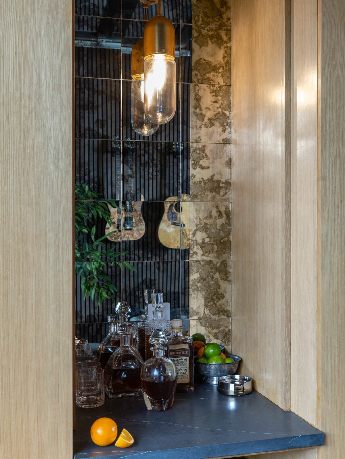 rebekah nicole interiors arbor garage mini bar with light