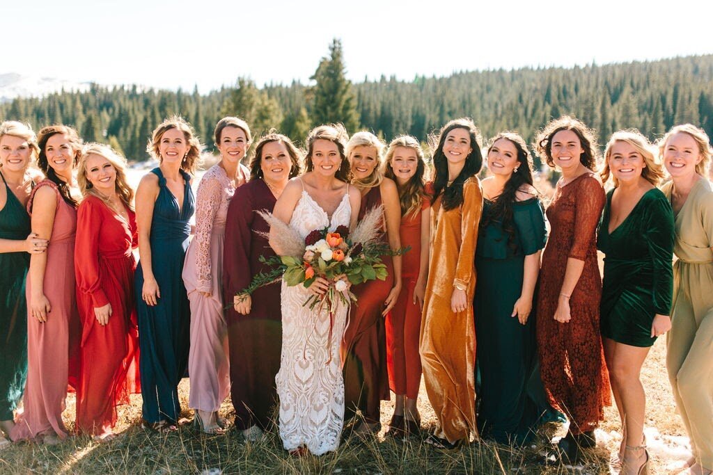 Bridesmaids mismatched dresses