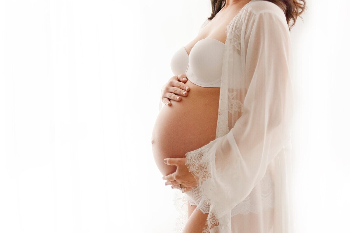 expecting mom profile taken by maternity photographer in boston​