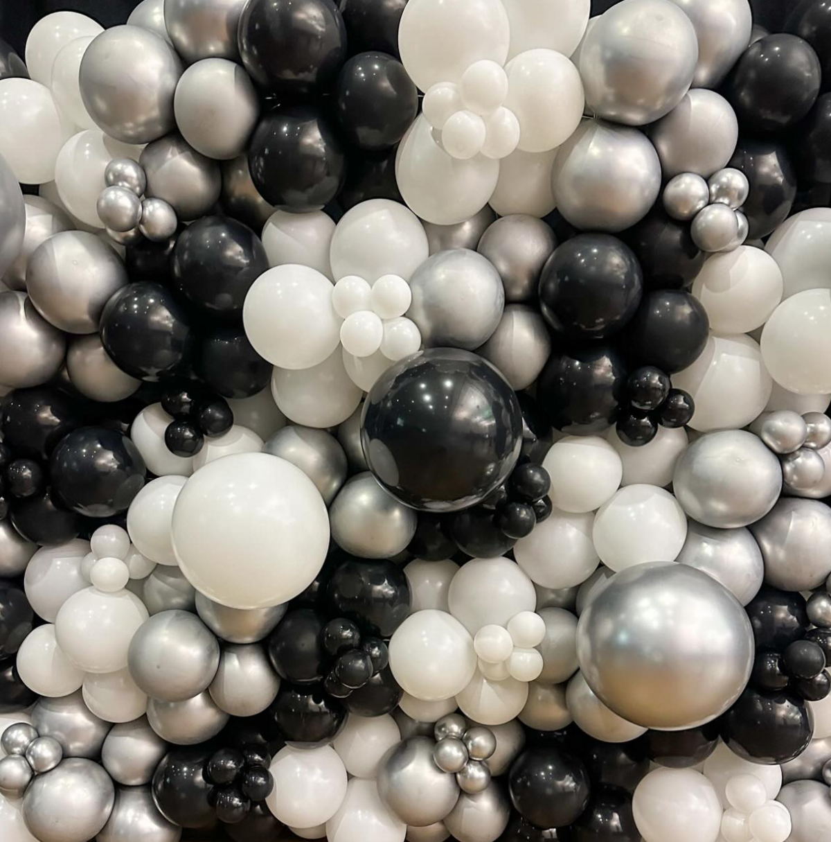 luxury balloons black silver white