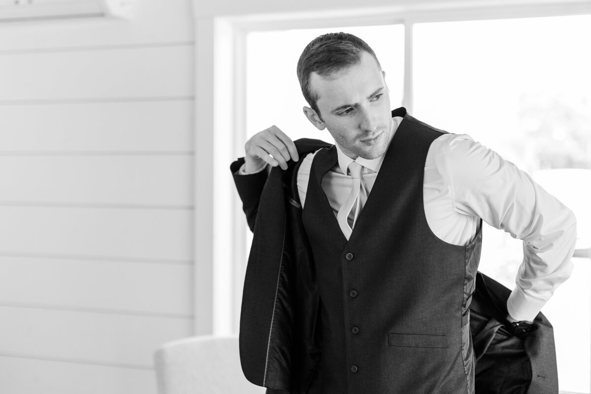Groom prep at Emerson Fields wedding venue