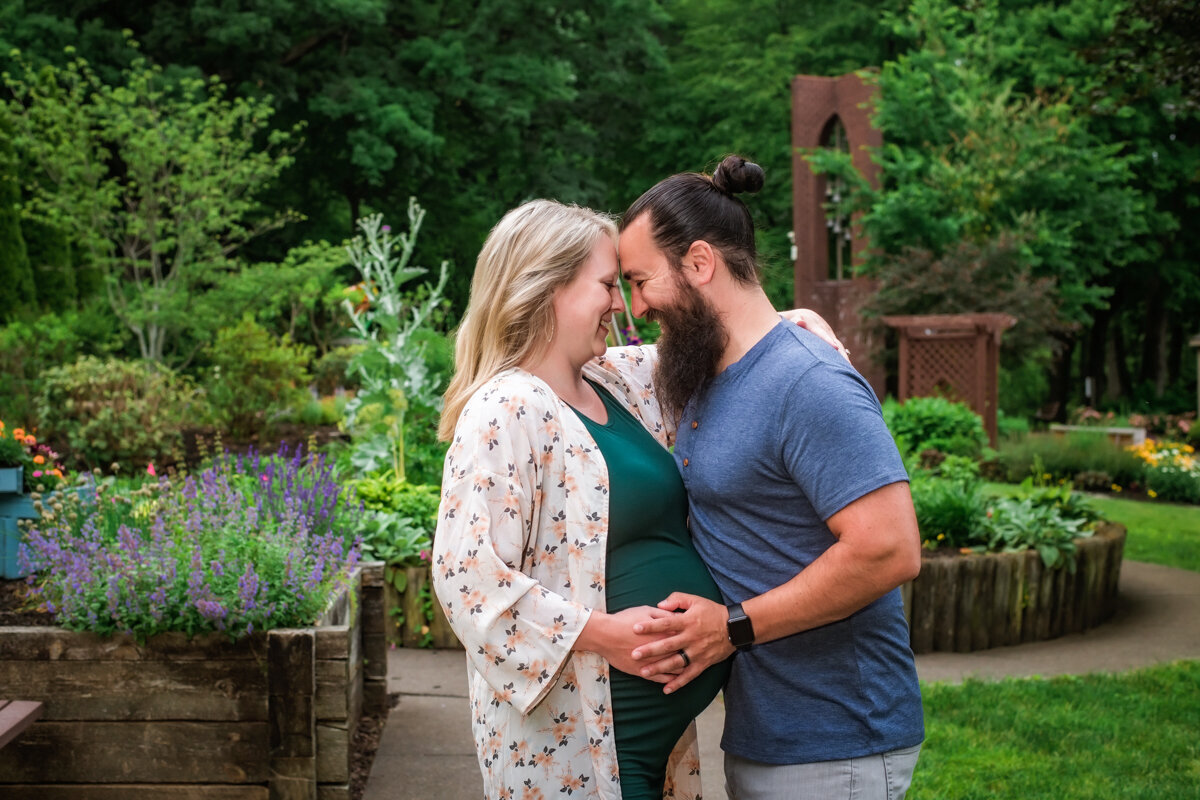 happy-couple-maternity-Canton-garden-center Maternity Photographer