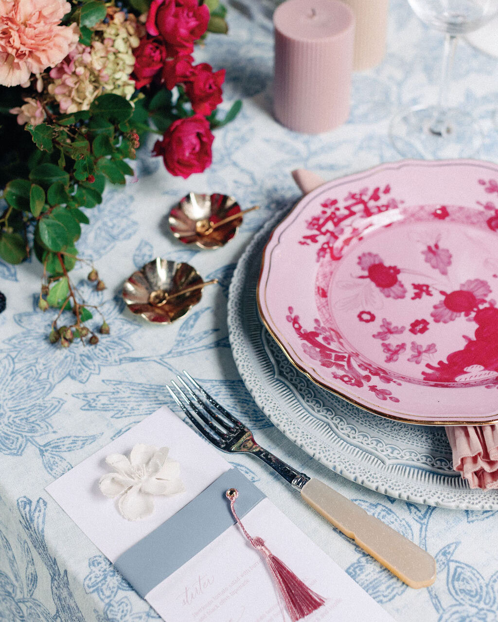 Dominique Alba Studio fine art luxury wedding stationery blue and pink wedding