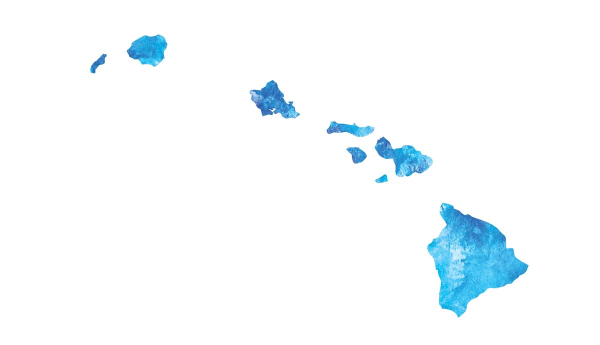 blue water color map of Hawaii islands