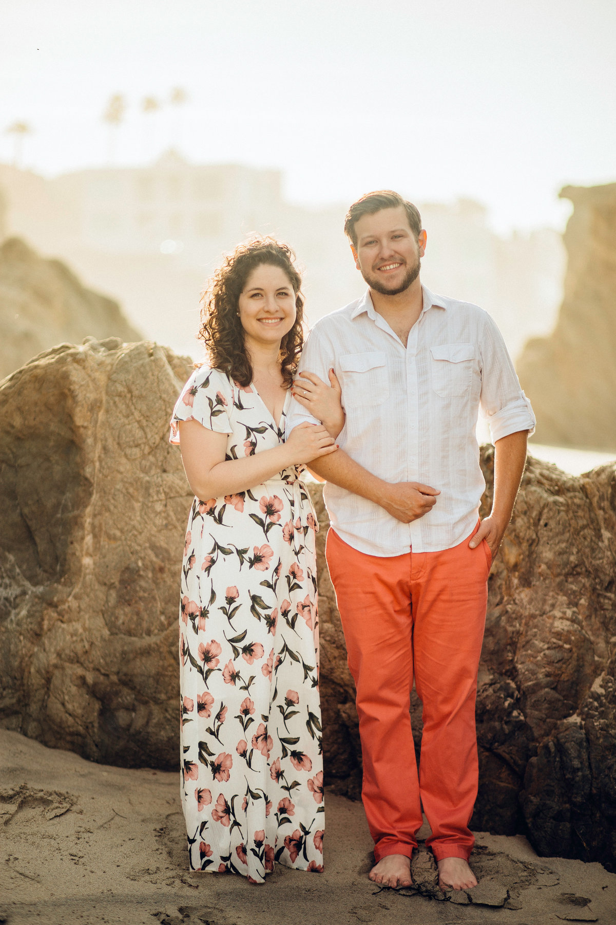 Engagement Photograph Of  Man And Woman Standing Side By Side Los Angeles
