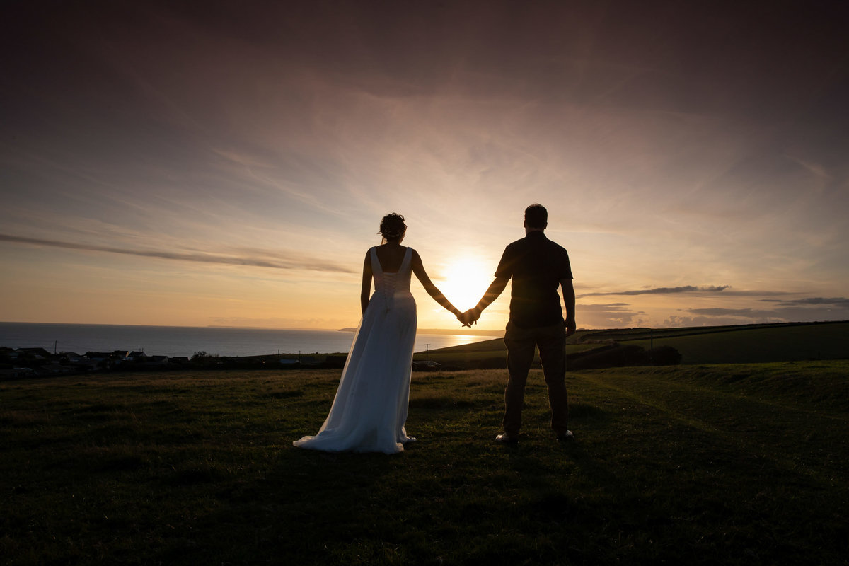 Sunset photo at The Cow Shed weddings in Cornwall