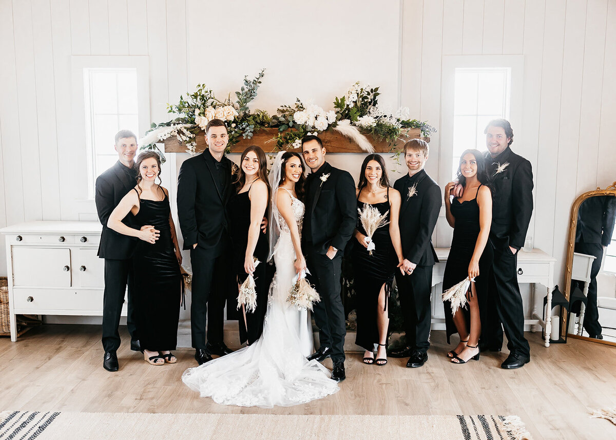 mankato weddings, barn weddings, southern mn wedding, southern mn venue, barn venue, red barn, bridesmaids dresses, wedding dress, black and white wedding, bridesmaids inspo, 2024 brides, groomsmen, wedding tux, wedding dress