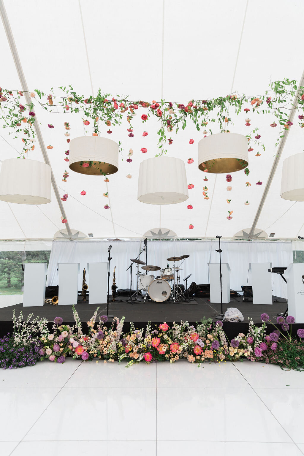 dance floor inside luxury wedding reception tent