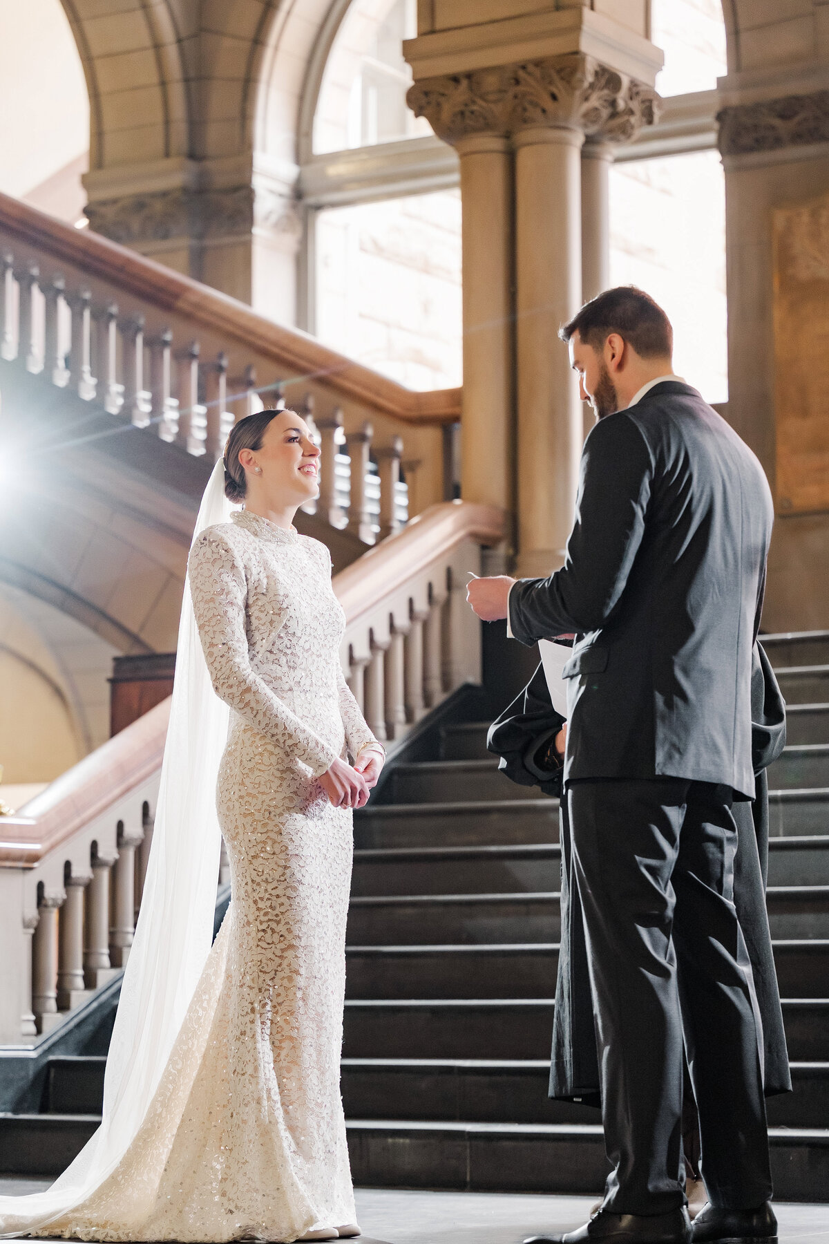 small wedding ceremony at the allegheny county courthouse downtown pittsburgh