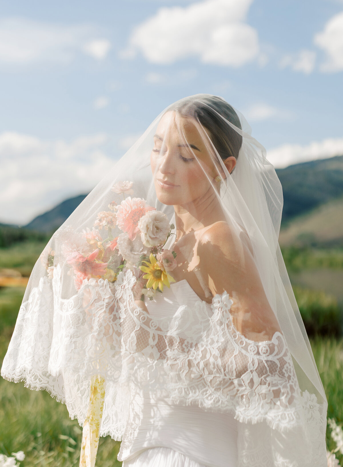 Bridal hair and makeup in Camp Hale, Colorado
