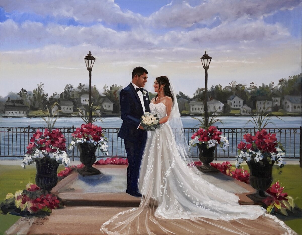 live wedding painting of bride and groom first dance at Cipriani's 42nd Street, NYC