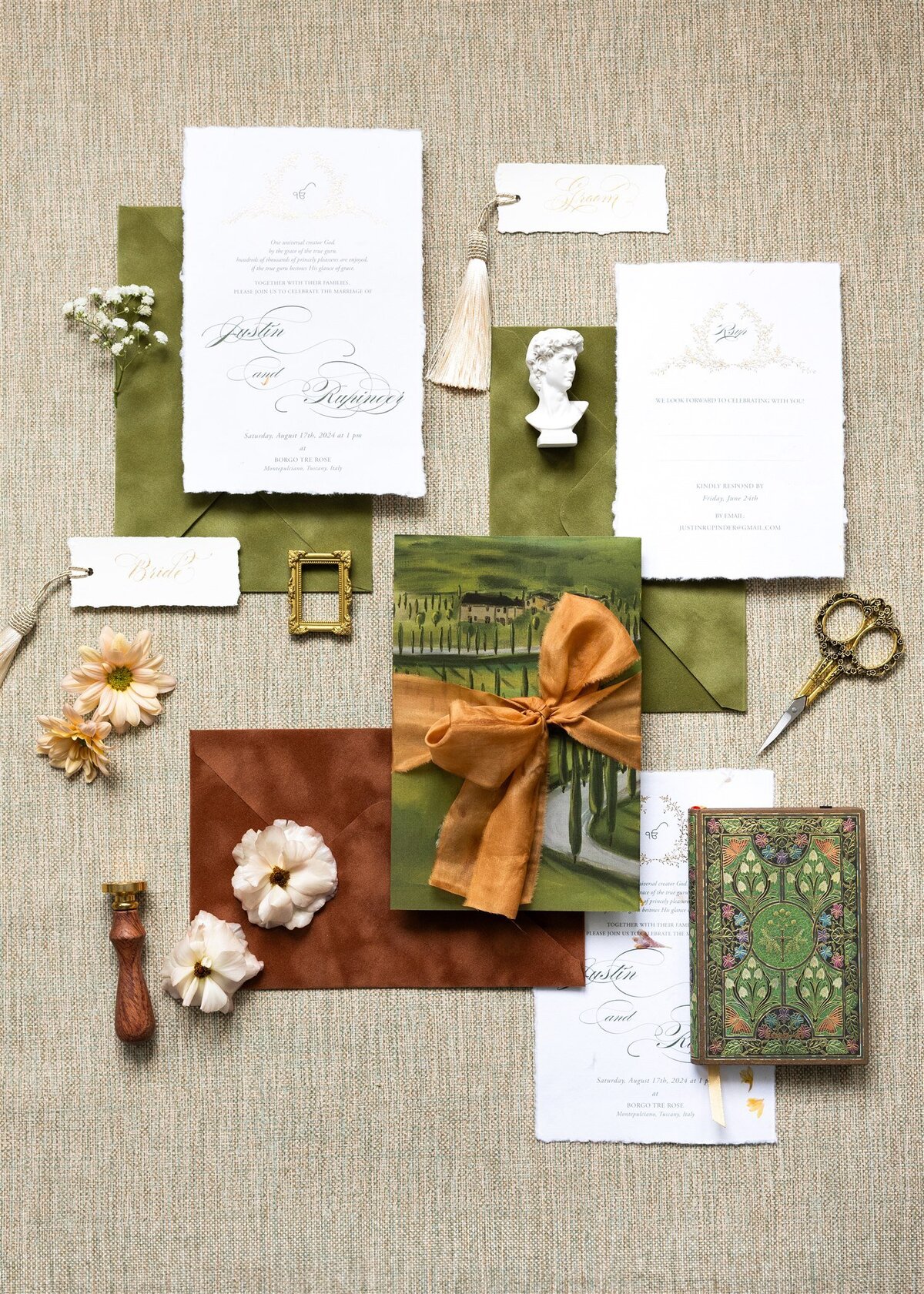 Tuscany Italy destination wedding invitation 1