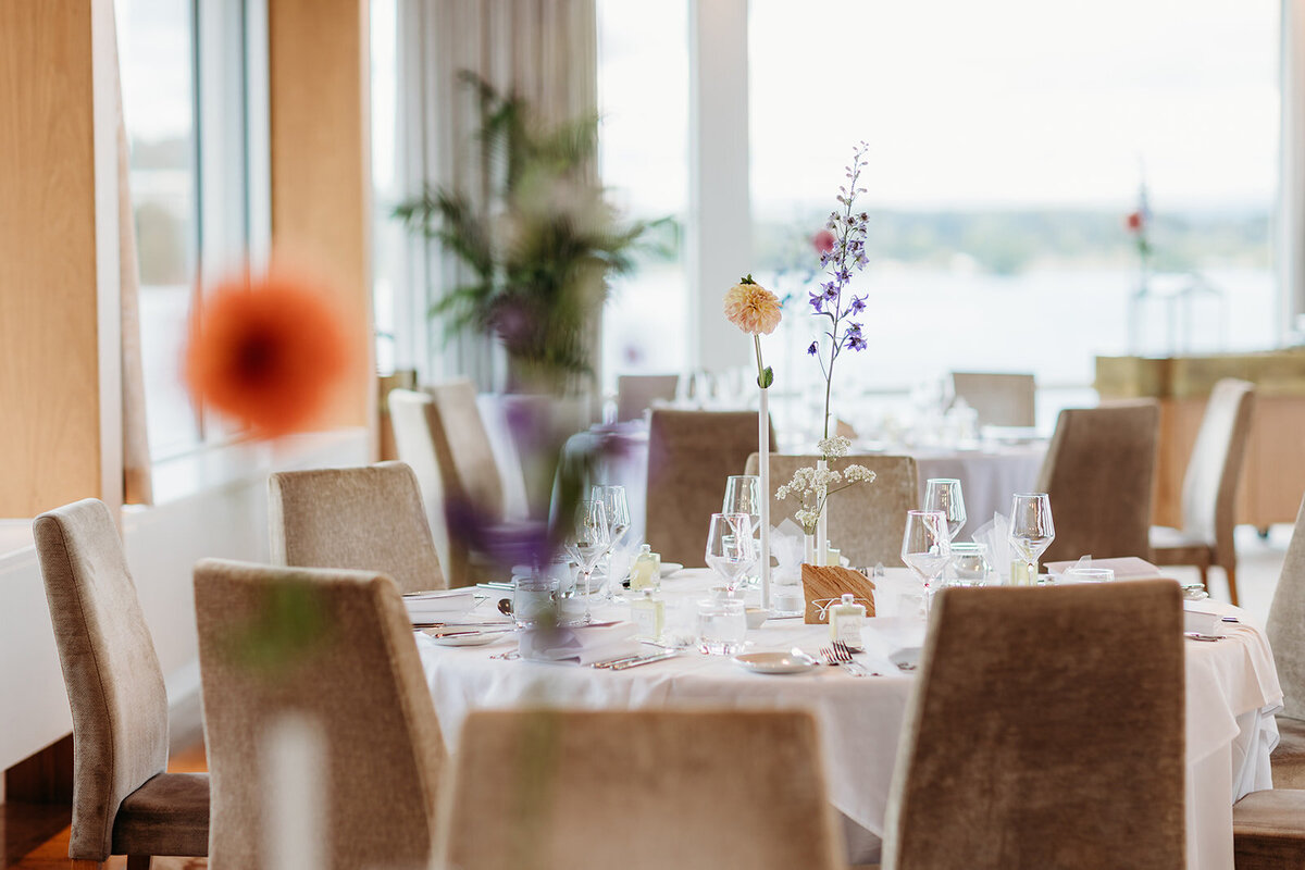 Floral table settings at a wedding in Canberra ACT