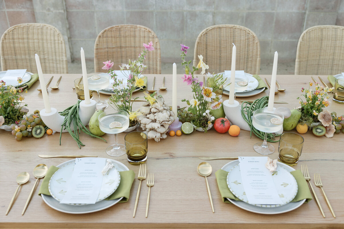 Reception details highlighting unique fruits and flora, captured by a La Jolla wedding photographer.