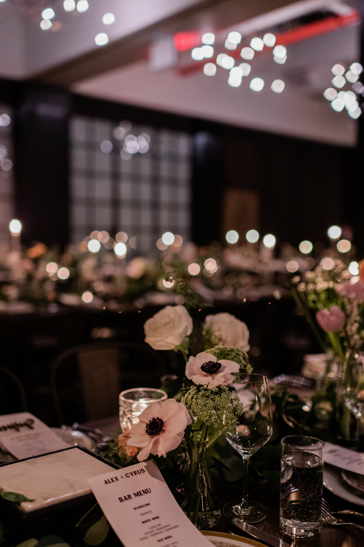 Wedding reception white floral centerpieces
