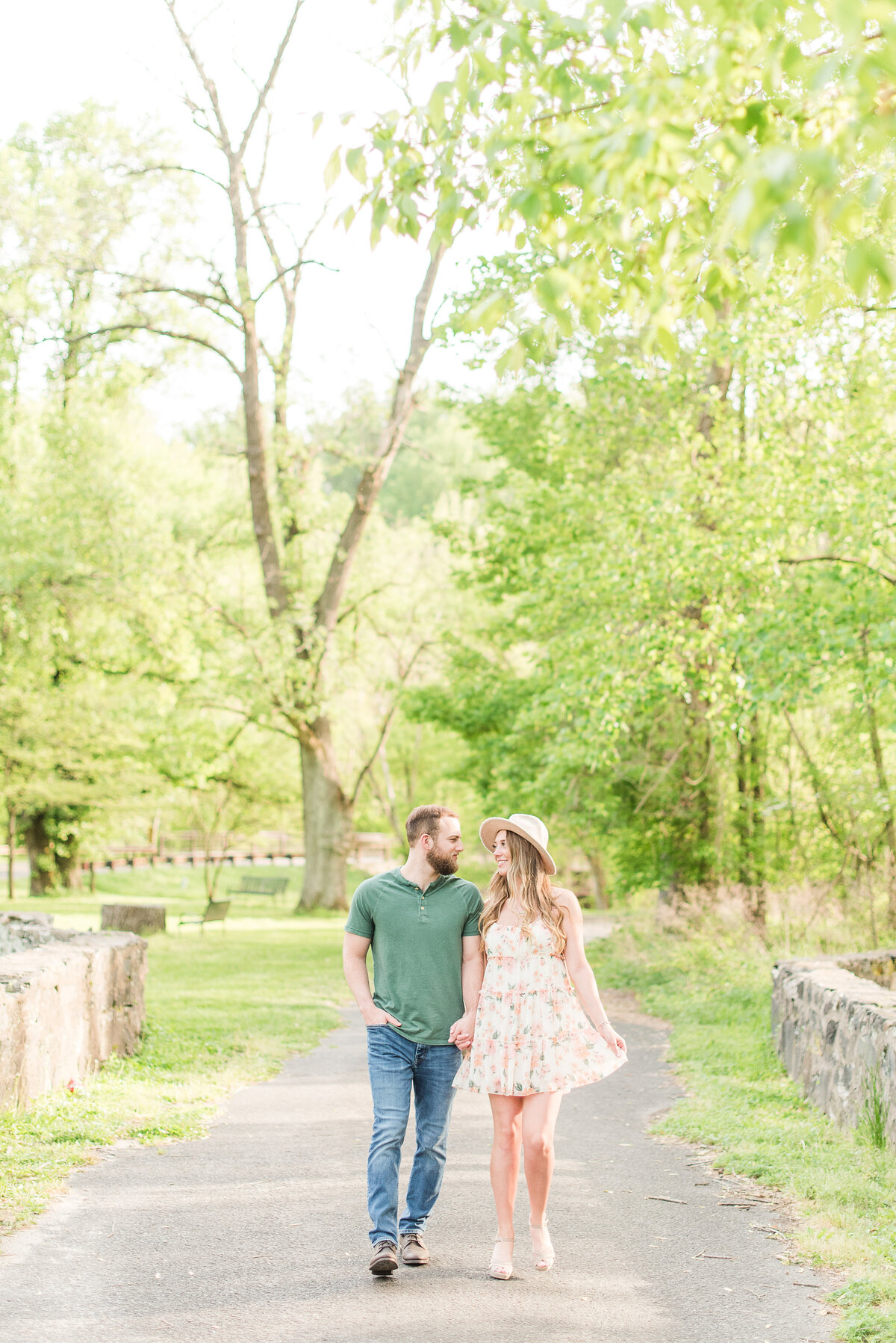 couple walking green shirt floral dressPatapsco Valley Park