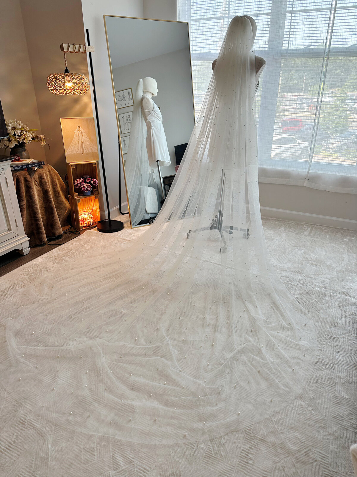 Elegant beaded veil crafted from soft dreamy tulle
