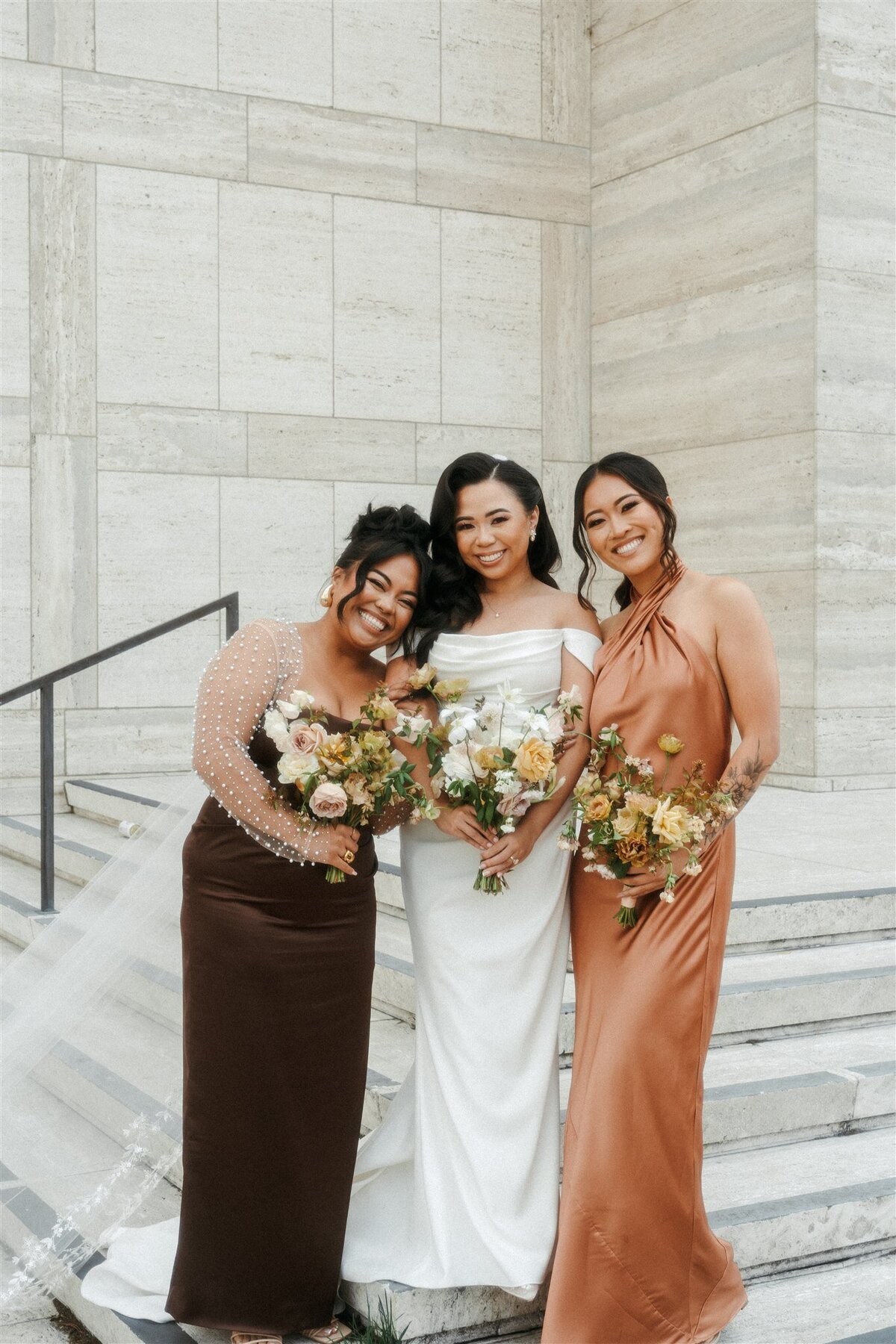San Francisco Bridal Party Wedding Orange Crimson