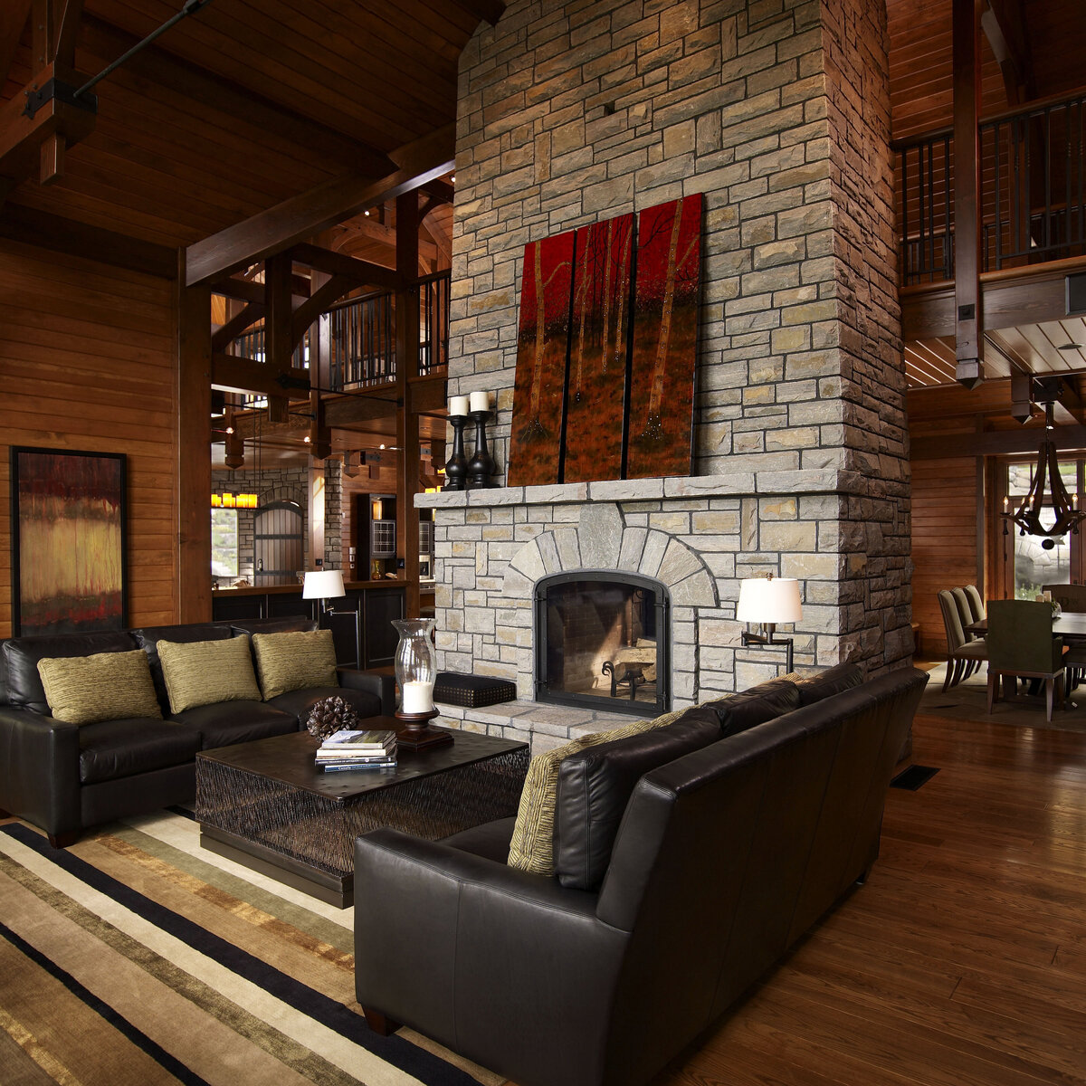001-Lake Rosseau-Cottage-Stone Fireplace-Wood